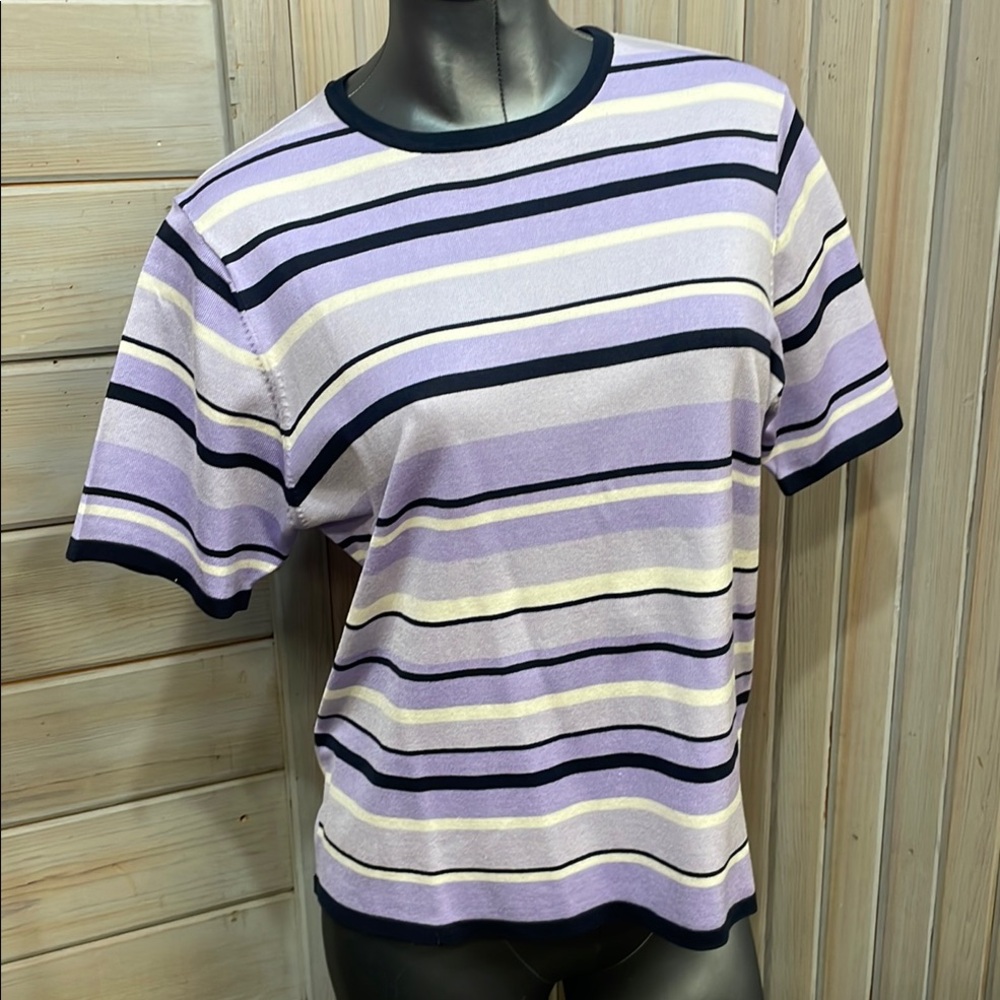 Pendleton Purple and White Fitted Short Sleeve Tee